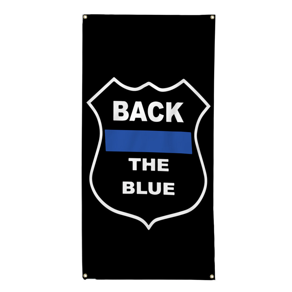 Vertical Vinyl Banner Multiple Sizes Back The Blue Black Police Cop Lifestyle