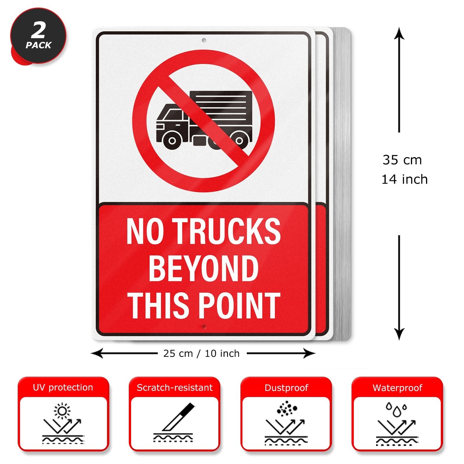 No Trucks Beyond This Point Signs 10 × 14 Inch Aluminum Reflective Road Sig