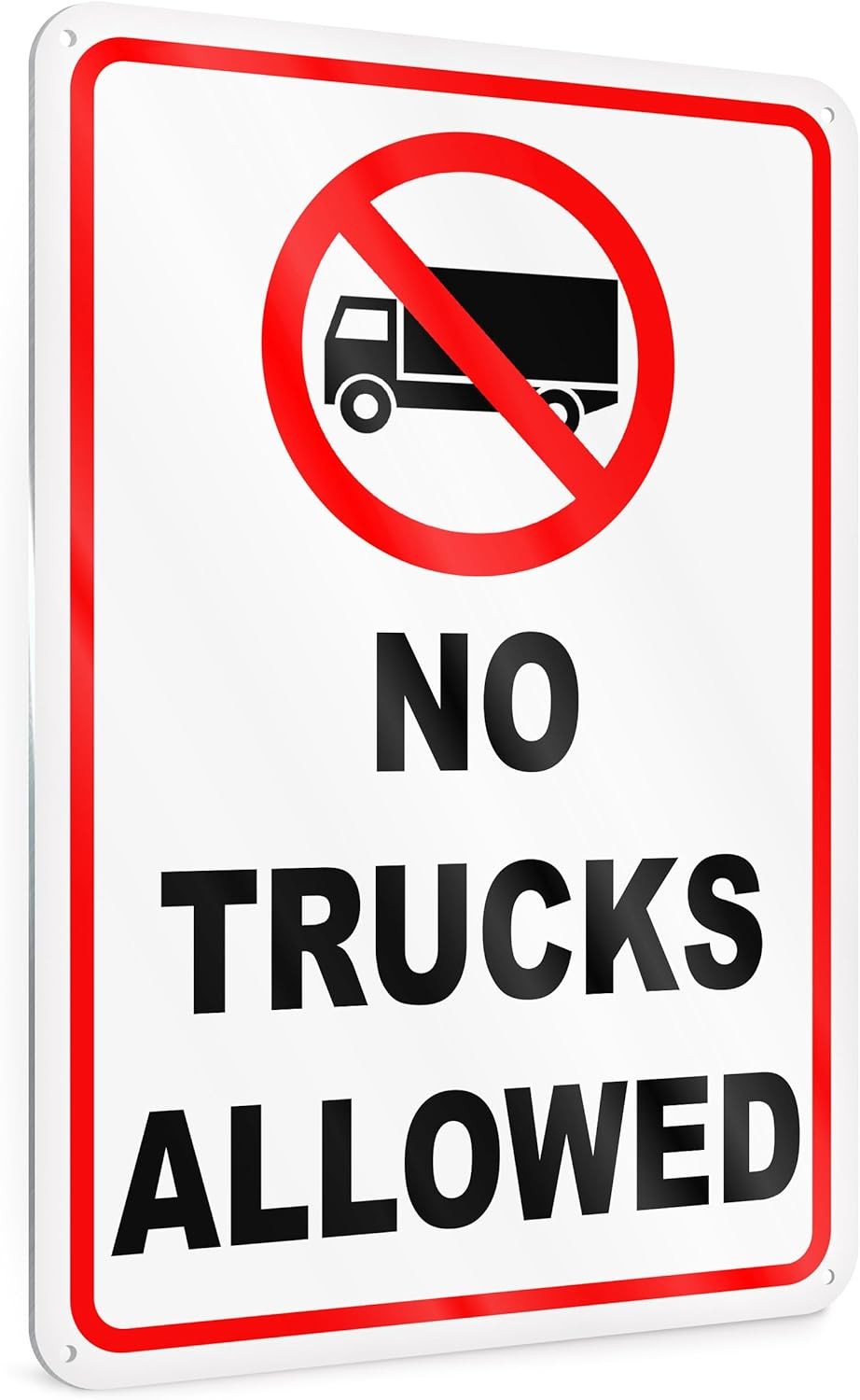 No Trucks Sign, 8X12 Reflective Aluminum No Trucks Allowed Sign, UV Protected, E
