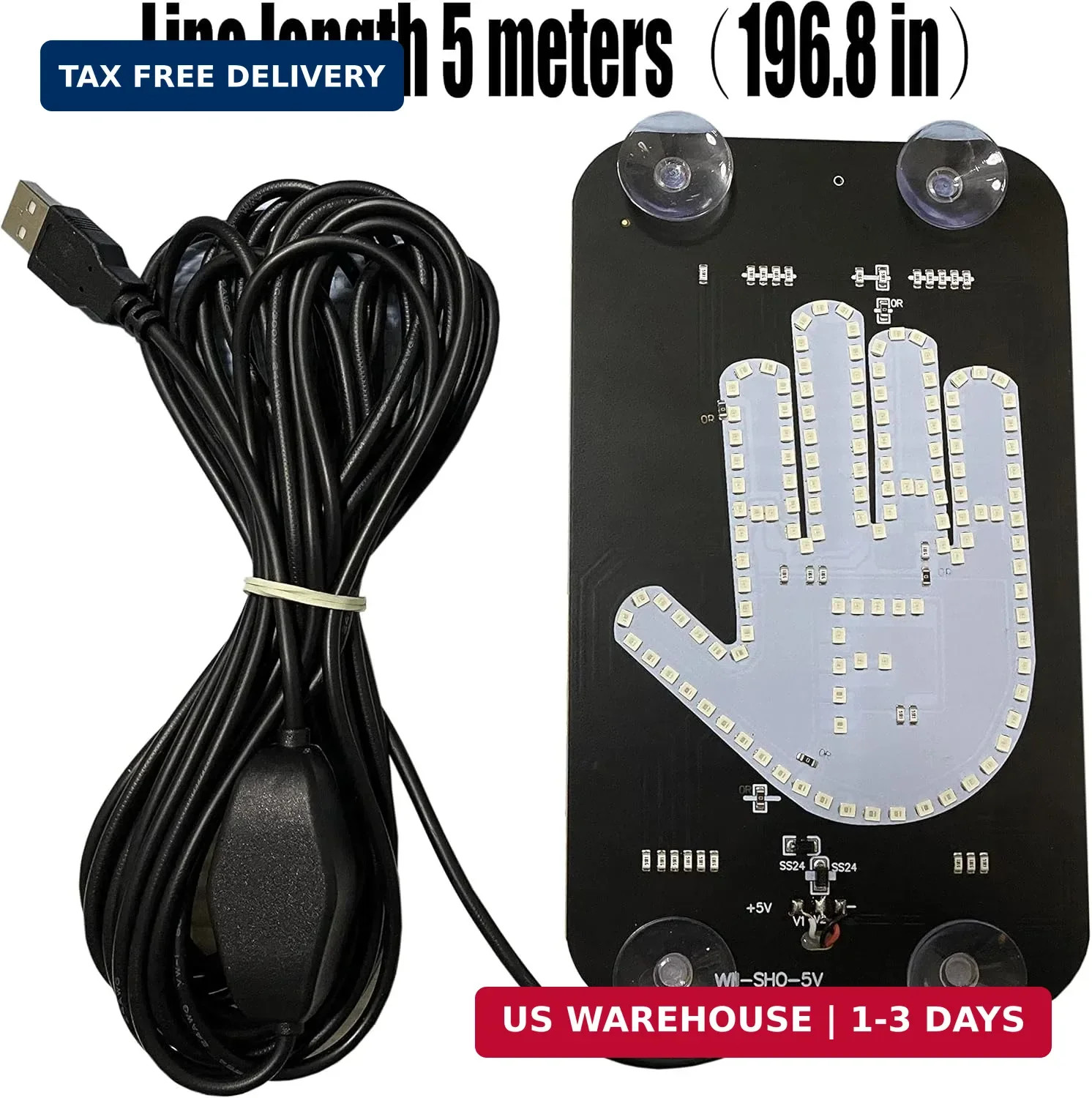 LED Middle Finger Sign for Car,Middle Finger Light for Car Truck, Thank You Ligh