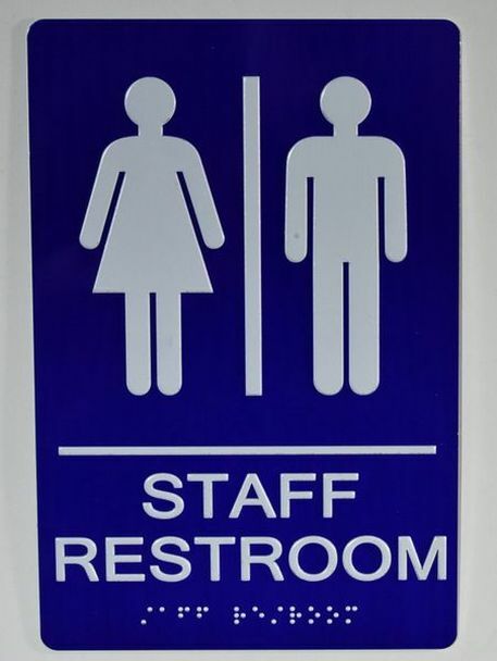 Staff Restroom With Braille and Raised Letters 6″x9″ Sign-REF24-1027