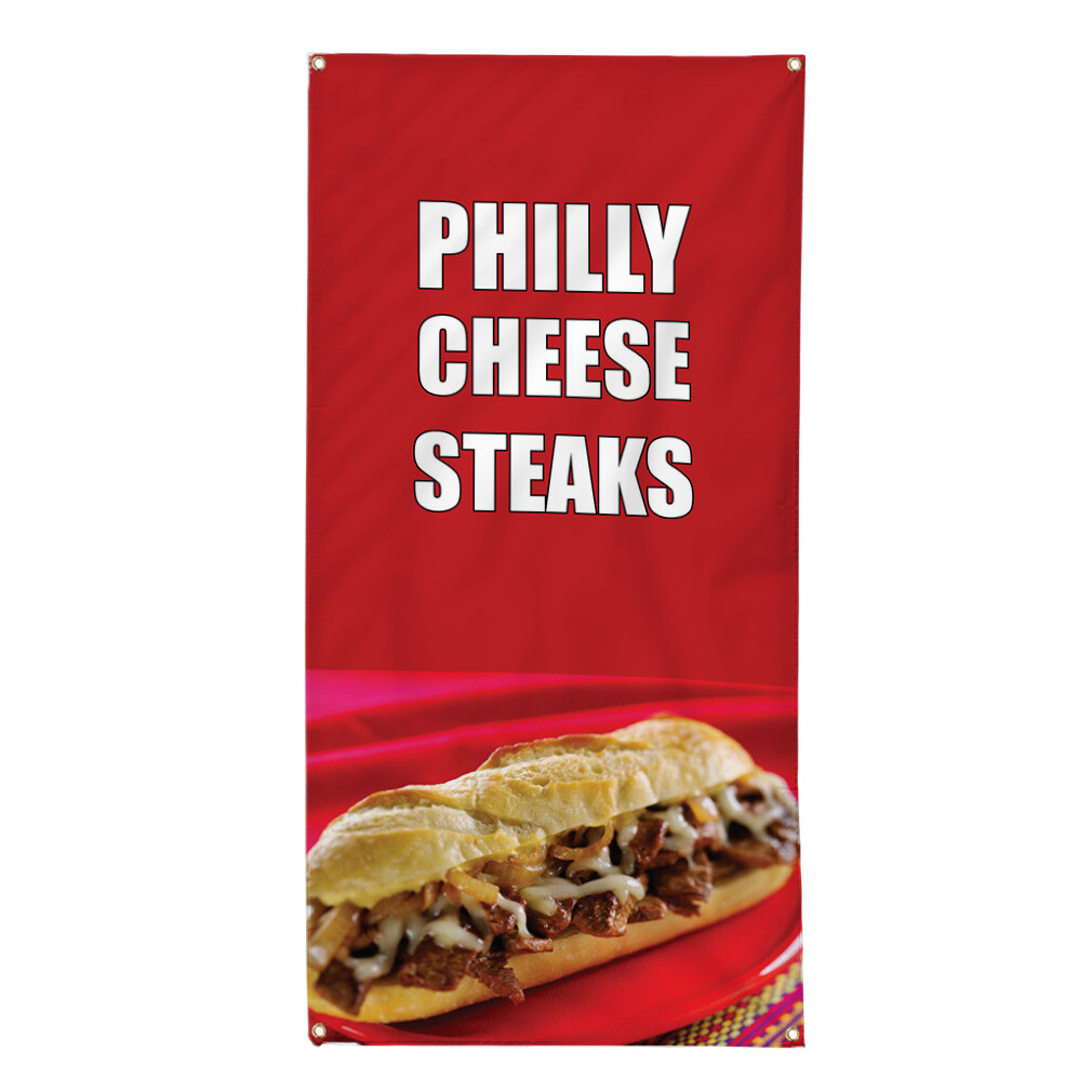Vertical Vinyl Banner Multiple Sizes Philly Cheese Steak Food and Drink Outdoor