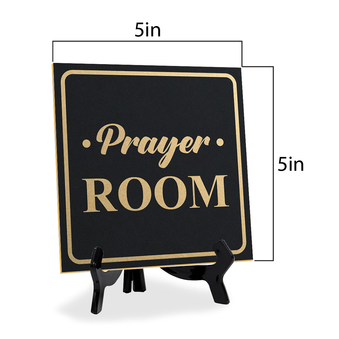 Prayer Room 5″x 5″ Square Table Sign With Acrylic Easel | Religious Décor