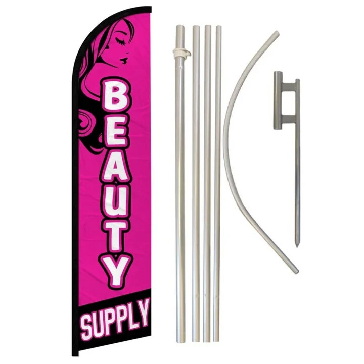 Barber Shop Hair Cuts Variations Windless Advertising Banner Flag Pole Kit