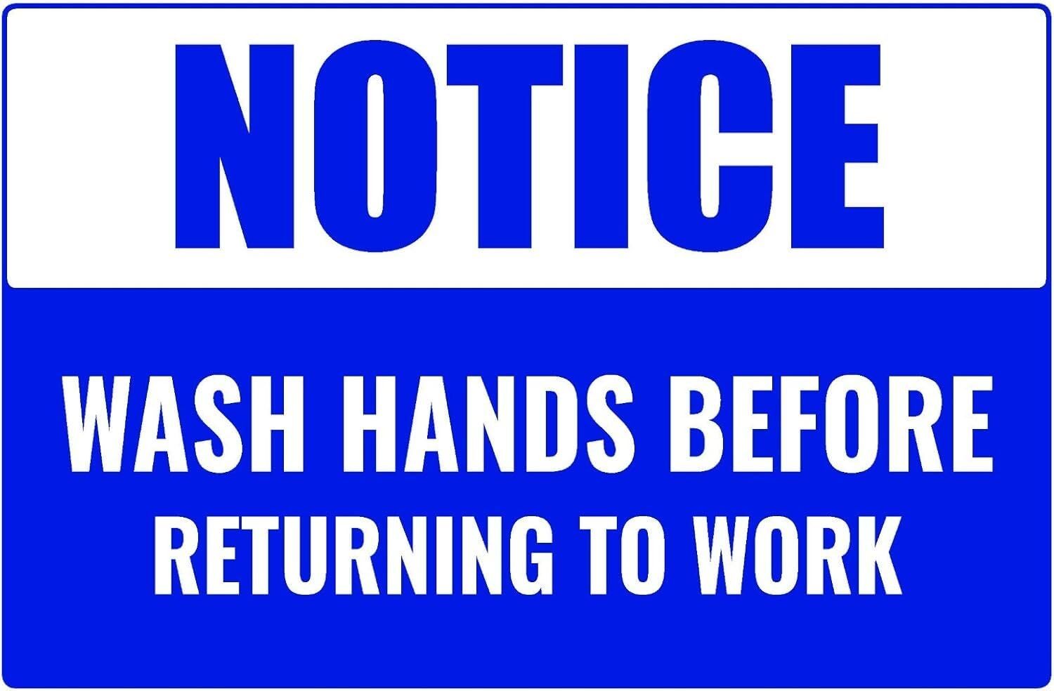 Notice Wash Hands Before Returning To Work Retail Counter Sign | 12″w x 8″h