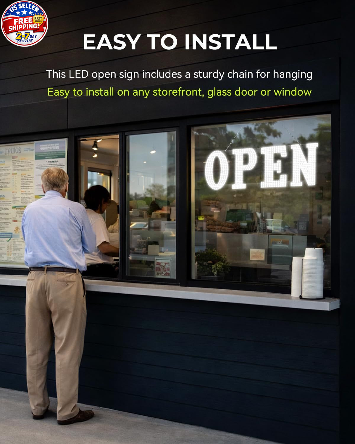 40″x14″ Open Sign, Extra Bright Jumbo Led Open Signs for Business with High V…