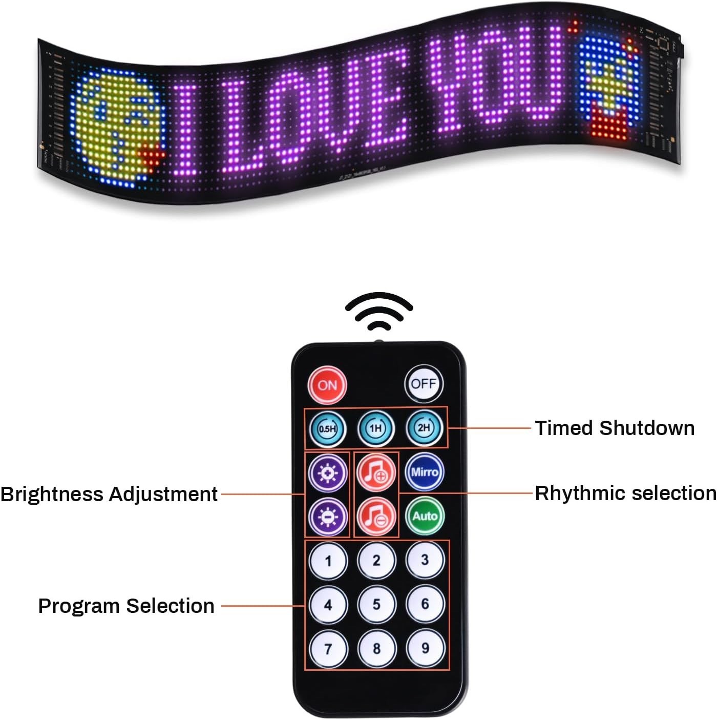 Portable 23”x5” LED Matrix Panel – Custom Text & Animation with Remote Control
