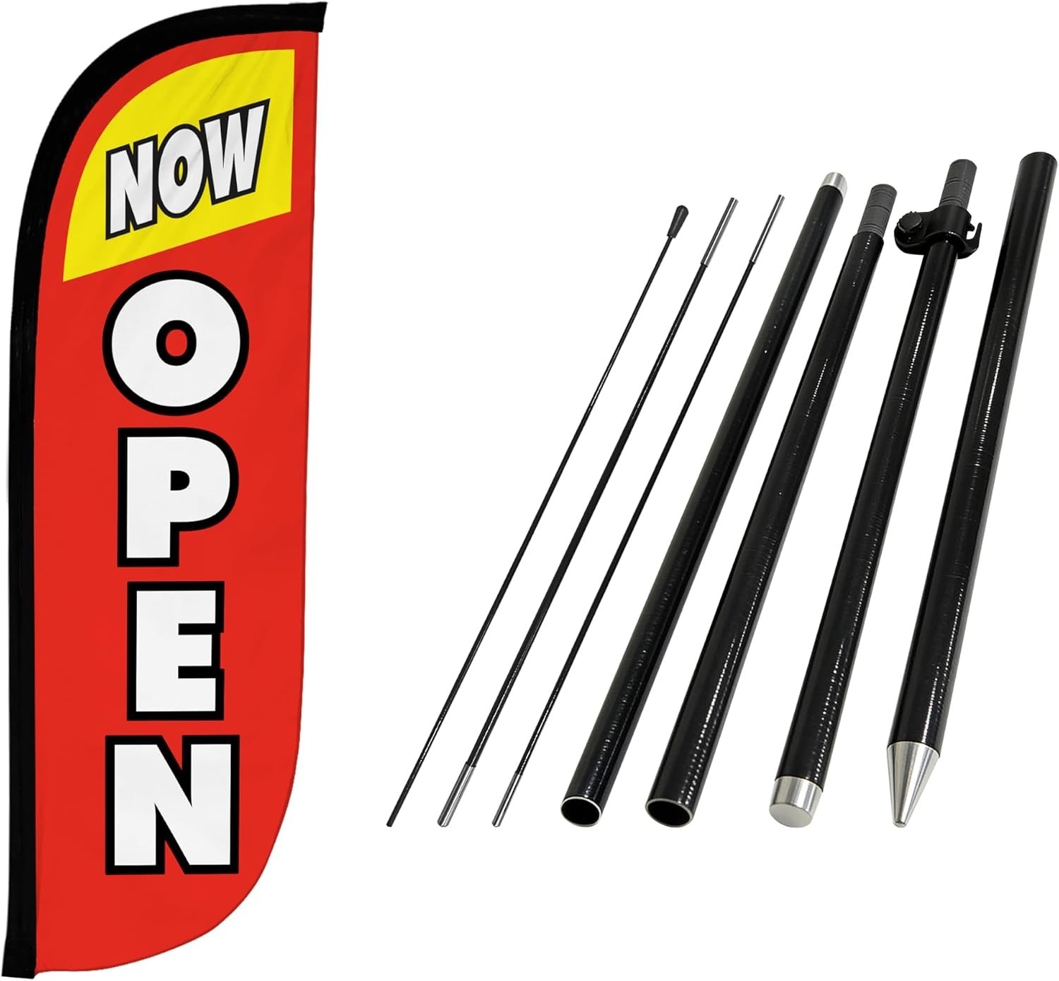 Feather Flag Pole Kit – 6 Feet Tall Advertising Flag Banner with Fiberglass Pole