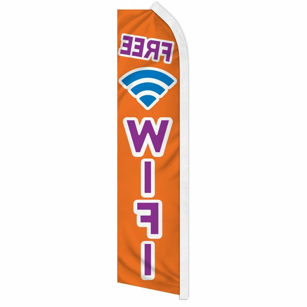 “FREE WIFI” advertising super flag swooper banner business sign internet wi-fi