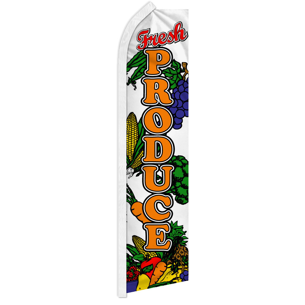 Fresh Produce Advertising Swooper Feather Flutter Flag Local Grown Organic