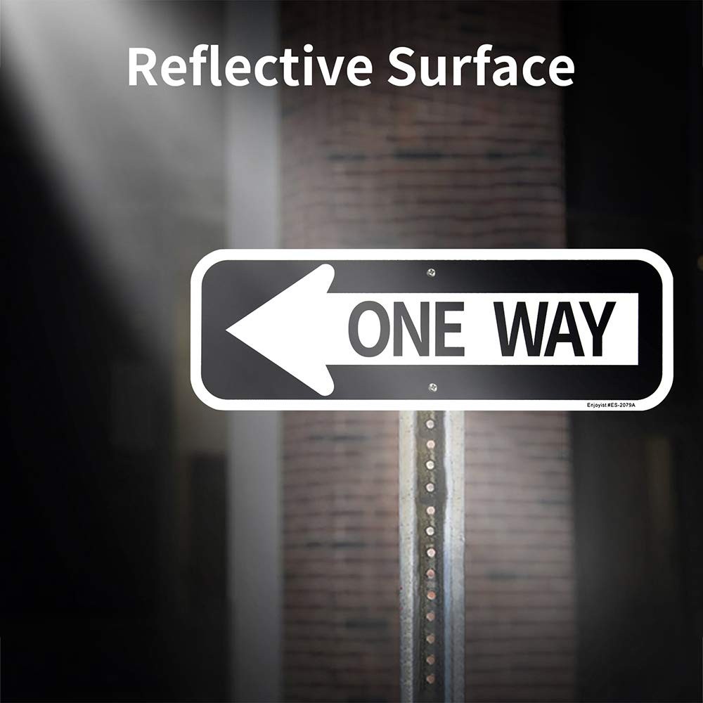 2 Pack 18×6 Inch One Way Signs with Left Arrow Rust-Free Aluminum Arrow Sign