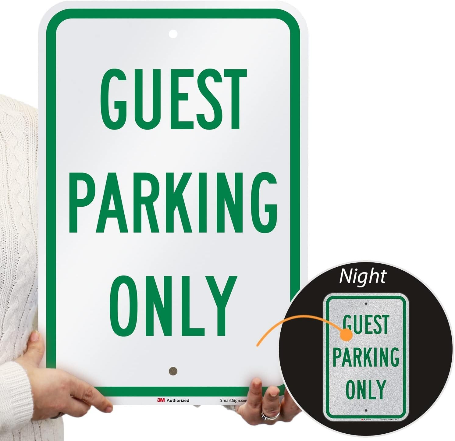SmartSign “Guest Parking Only” 12″ x 18″ 3M Engineer Grade Reflective Aluminum