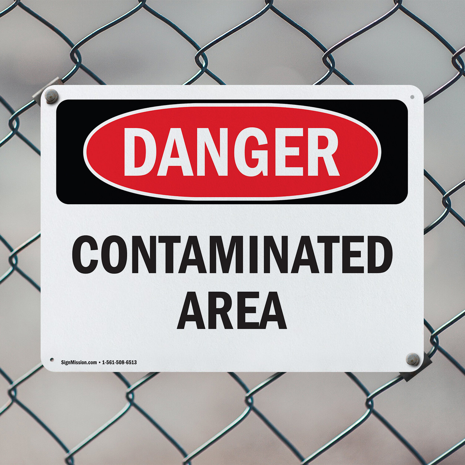 (2 Pack) Contaminated Area OSHA Danger Sign Decal Metal Plastic