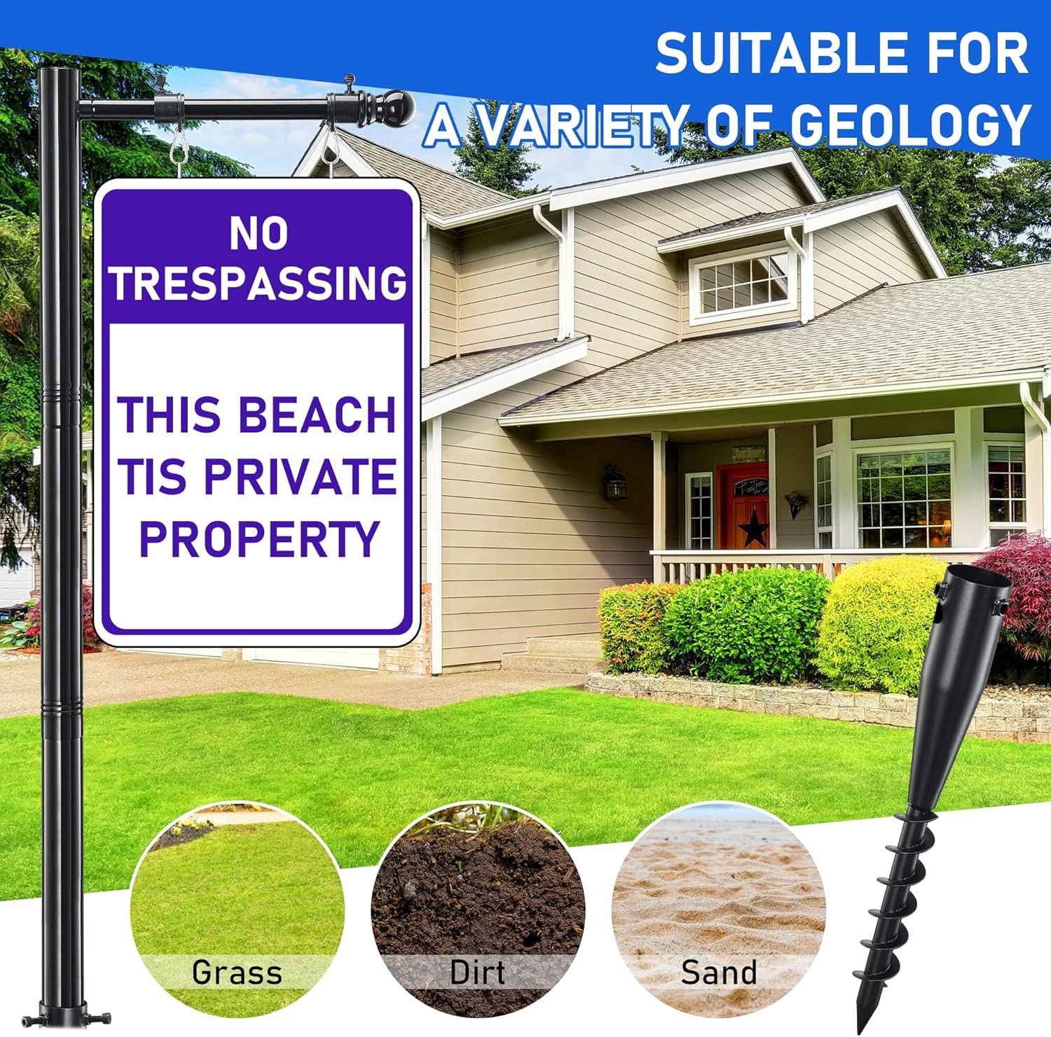 Real Estate Sign Post, 100 Inch Realtor Yard Sign Post for Sale Signs, Rent Sign