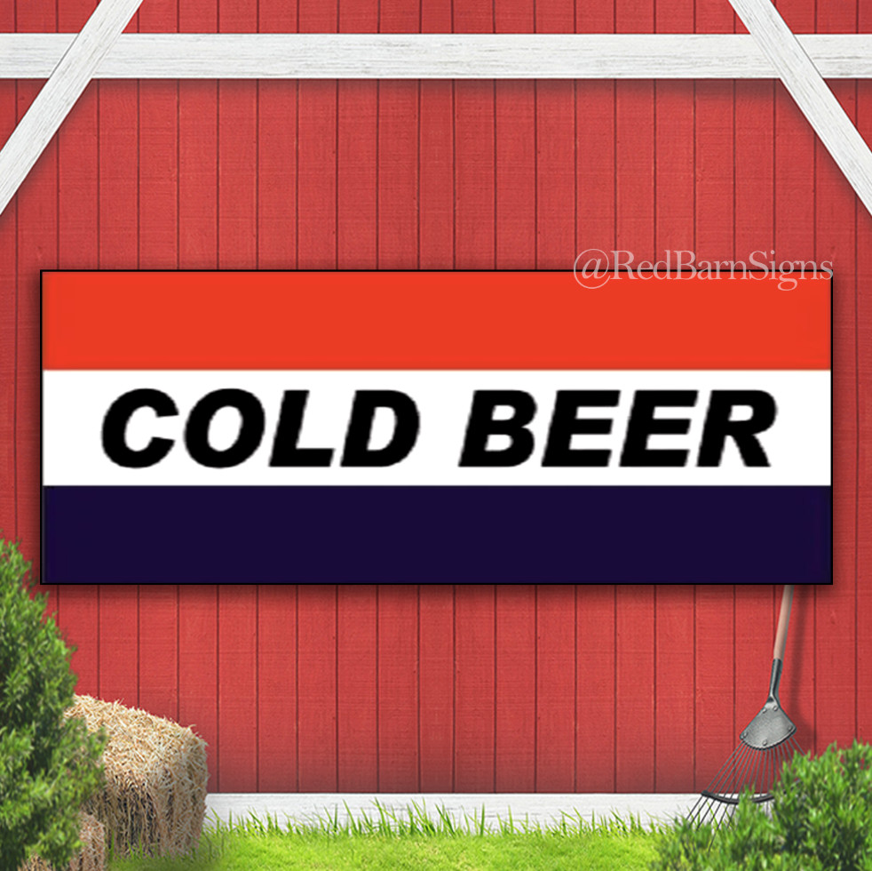 COLD BEER Bar Advertising Banner Sign Party Store Sign