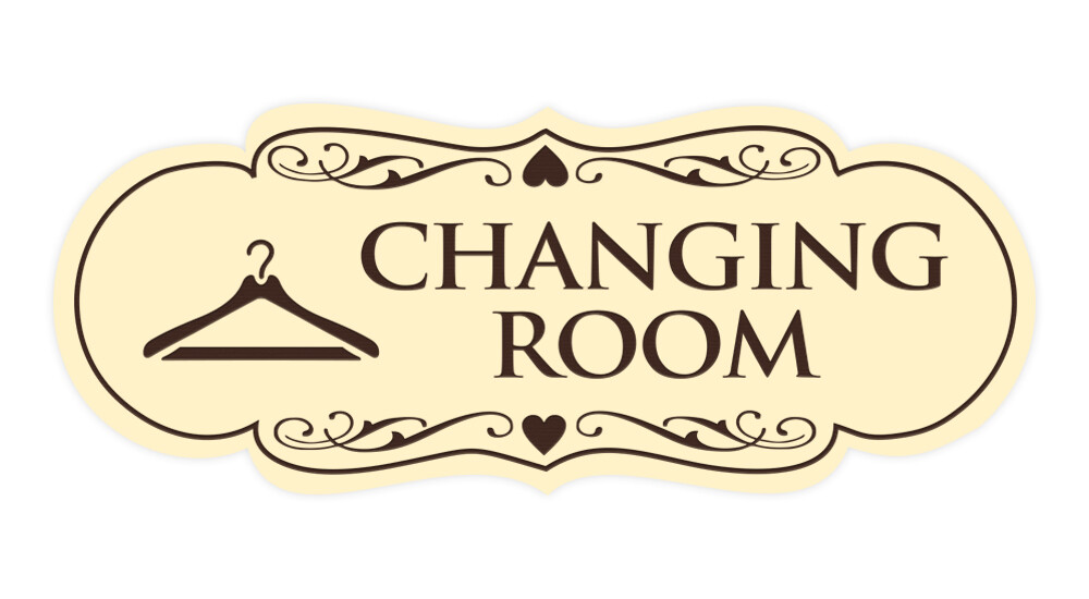Designer Changing Room Sign (Ivory/Dark Brown) – Medium 2.75 x 7″