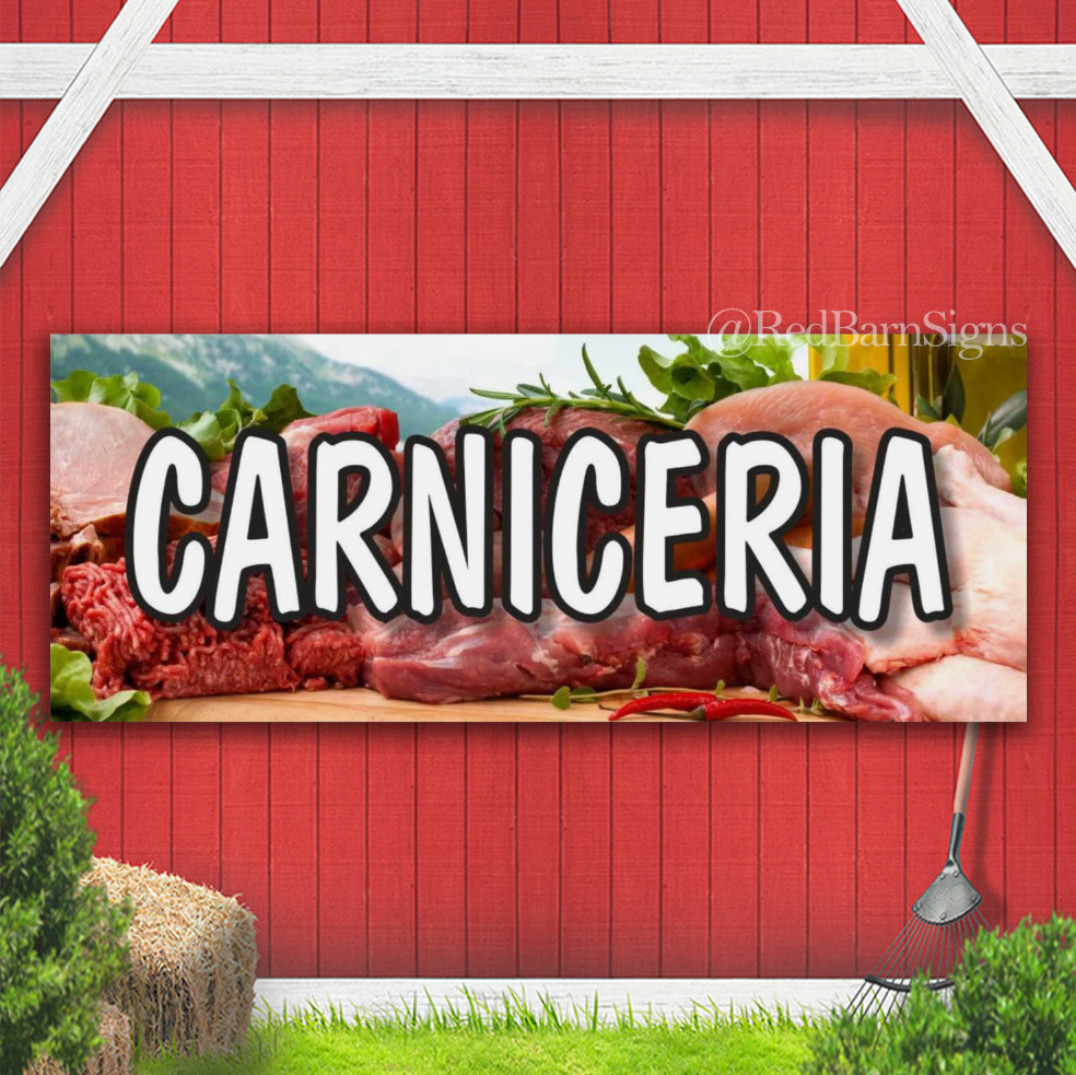 CARNICERIA Butcher Steak Beef FRESH MEATS Indoor Outdoor Banner Sign