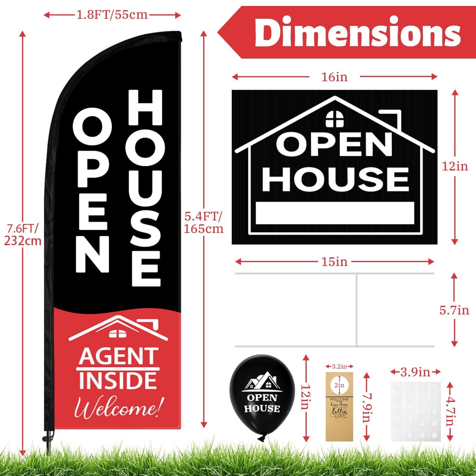 44 Pcs Open House Signs for Real Estate, Double Sided Open House Flag Kit, 7….