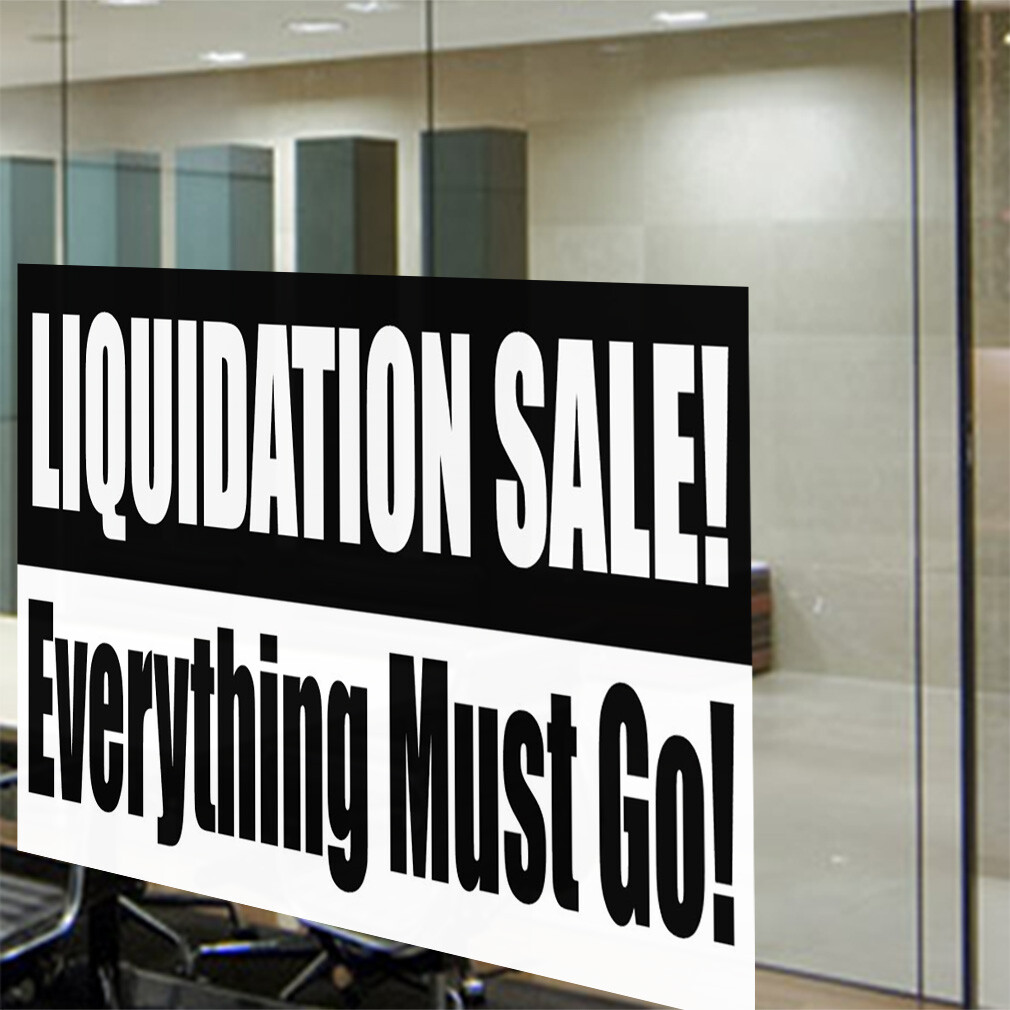Decal Stickers Liquidation Sale! Everything Must Go Red White Store Sign Label