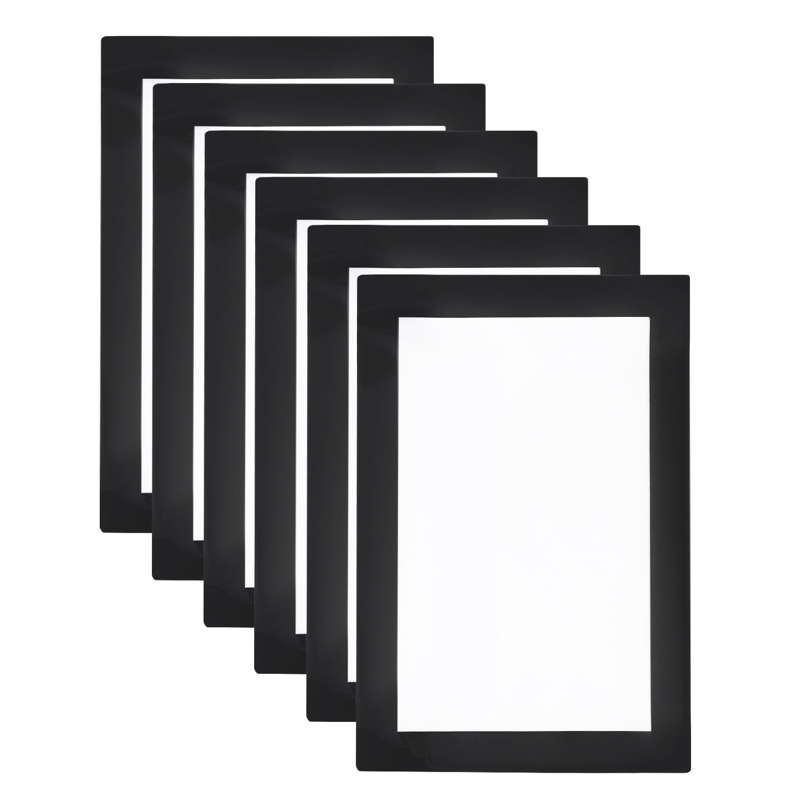 6pcs Self Adhesive Magnetic Wall Sign Holder, 4″x6″ Frame Display,Black