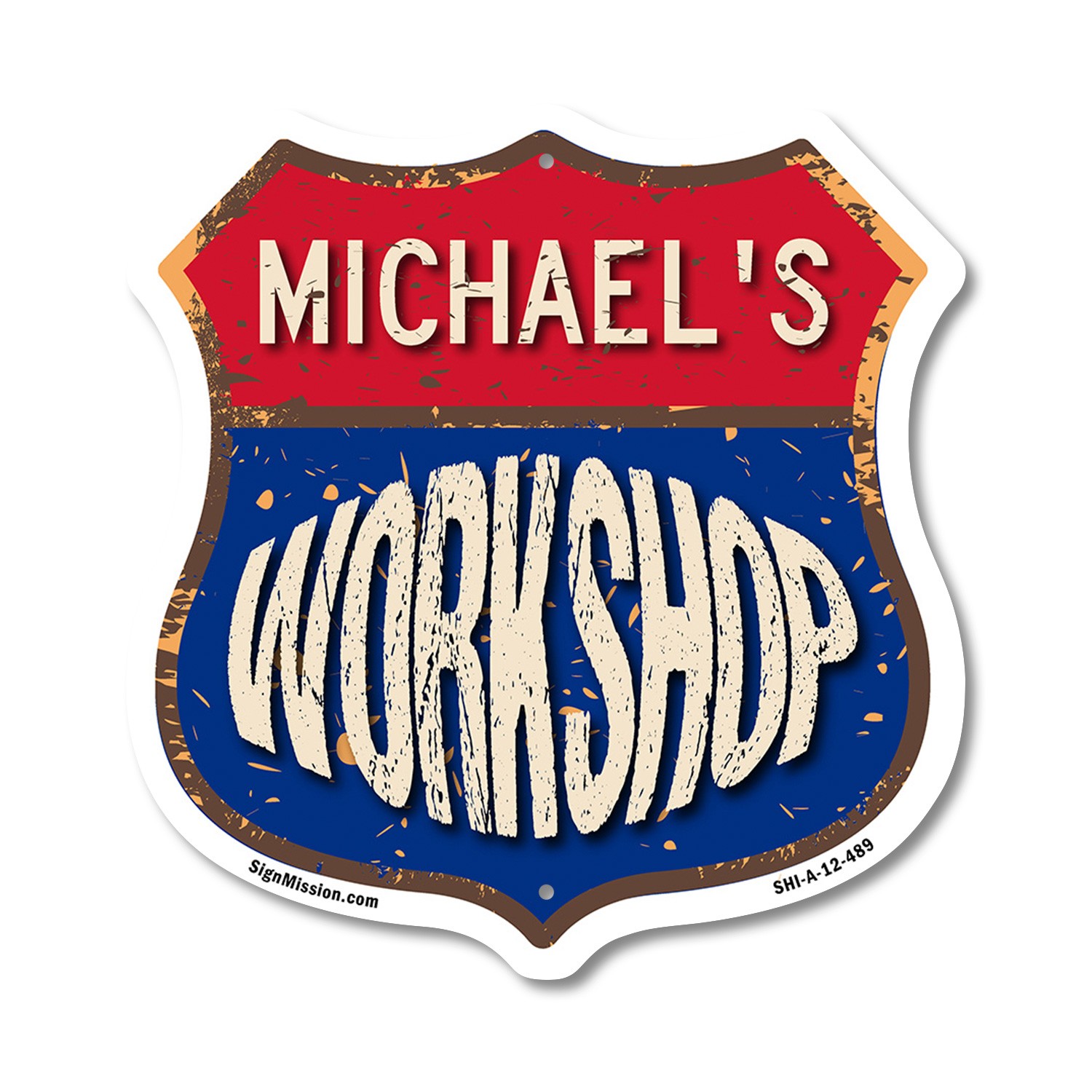 Michael’s Workshop Shield Shaped Sign Weather Resistant Crafted in the USA