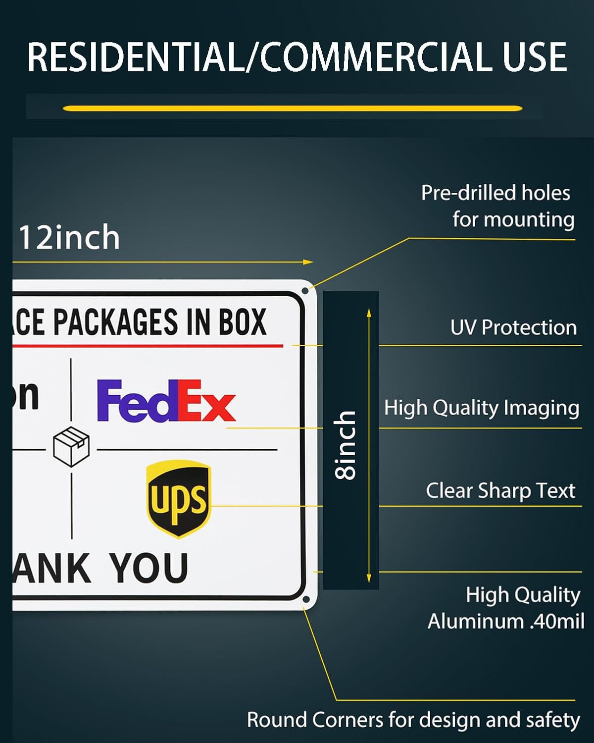 Package Delivery Sign Instructions Amazon UPS Fedex Delivery Box Sign,12″ X 8″ I