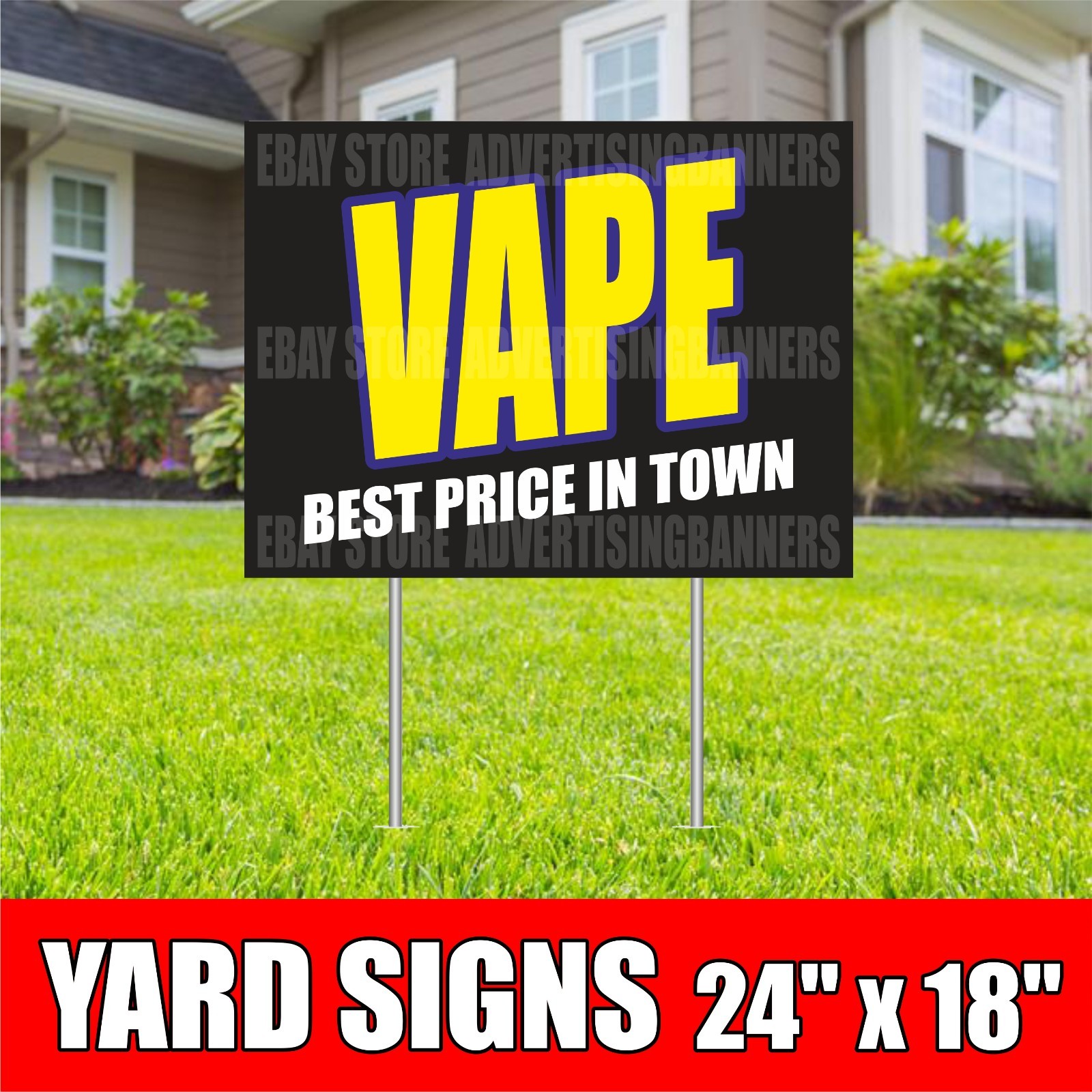 VAPE Yard Sign with H-Stakes Best Price in Town tobacco Cigarettes Hookah SHOP