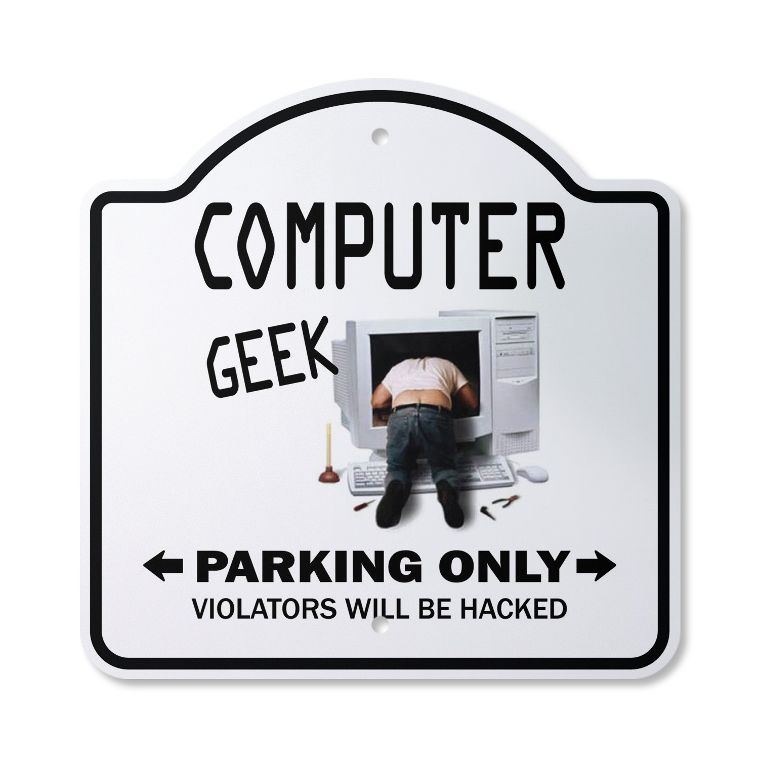 Computer Geek Plastic Sign Parking Laptop Gift Gag Programmer It Tech