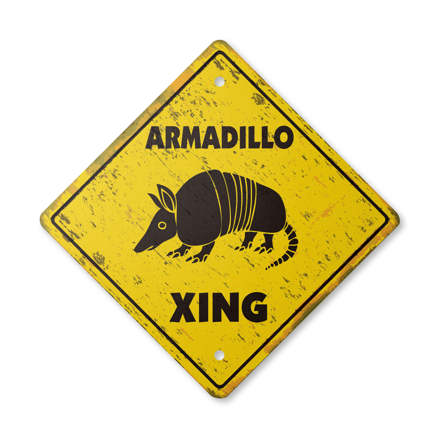 Armadillo Vintage Crossing Sign Xing Plastic Rustic texas rodent road kil