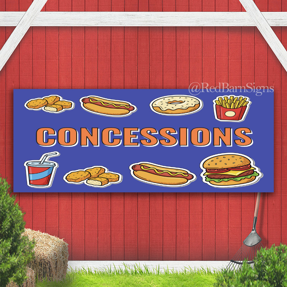 Concessions Food Delicious Cooking Indoor Outdoor Banner Sign with grommets