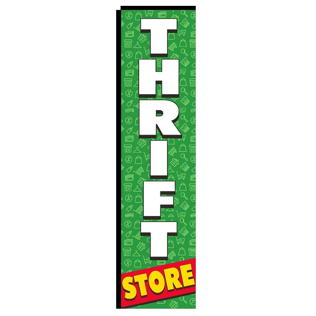 Thrift Store Rectangle Flag Swooper Banner Outdoor Advertising signs, 3x12ft…