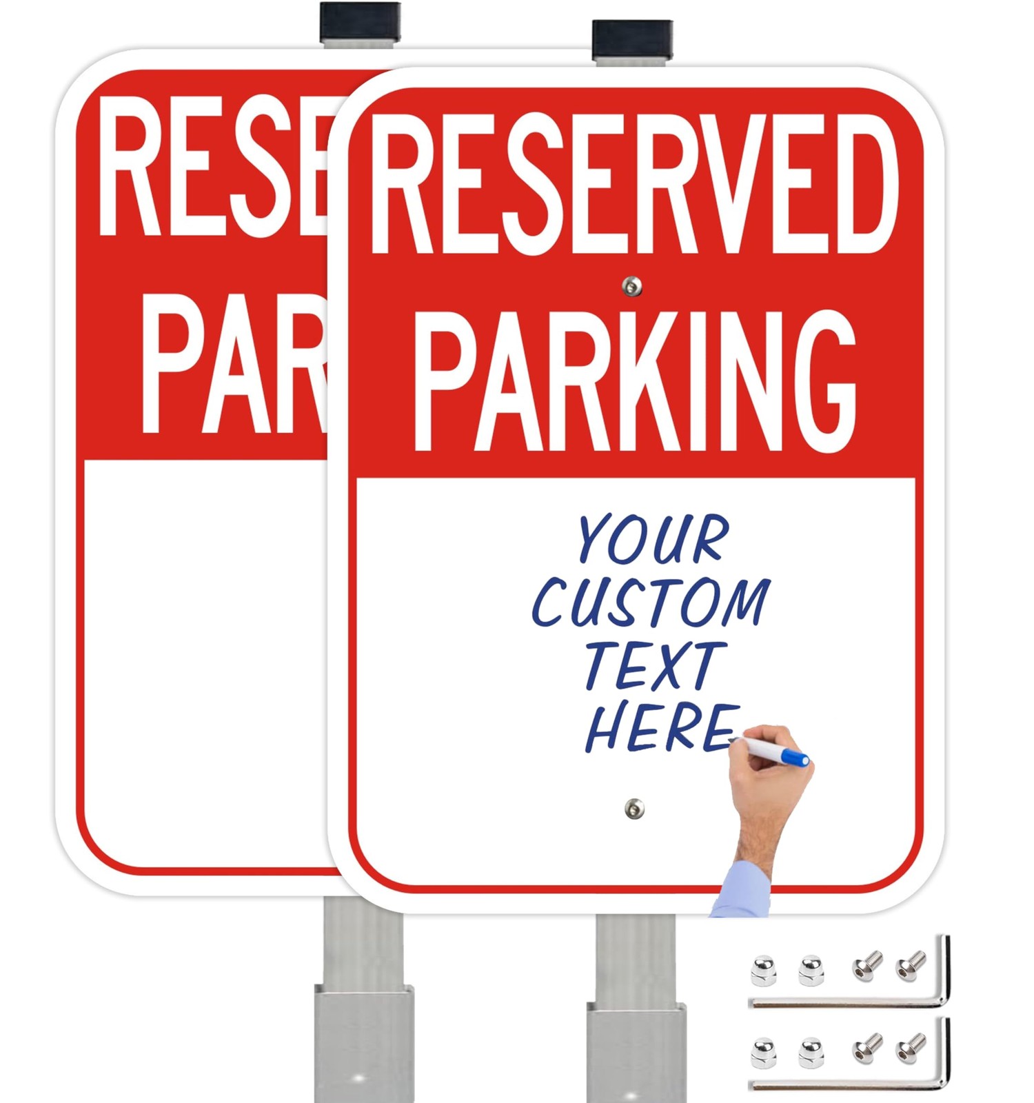 Blank Reserved Parking Signs With 36 Inch Stakes 14×10 Inch Aluminum 2 PCS