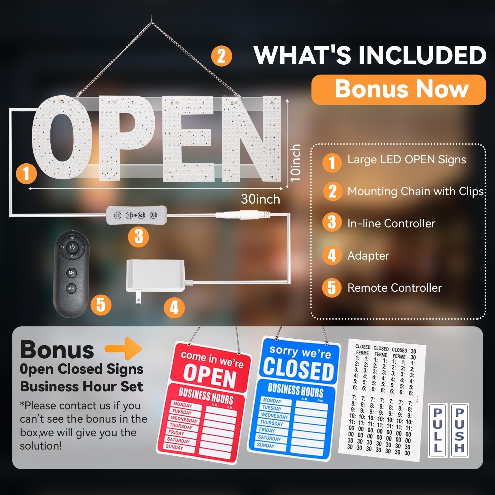 Thirdpolite Large LED Open Signs Business Super Bright – 30×10 In Dimmable