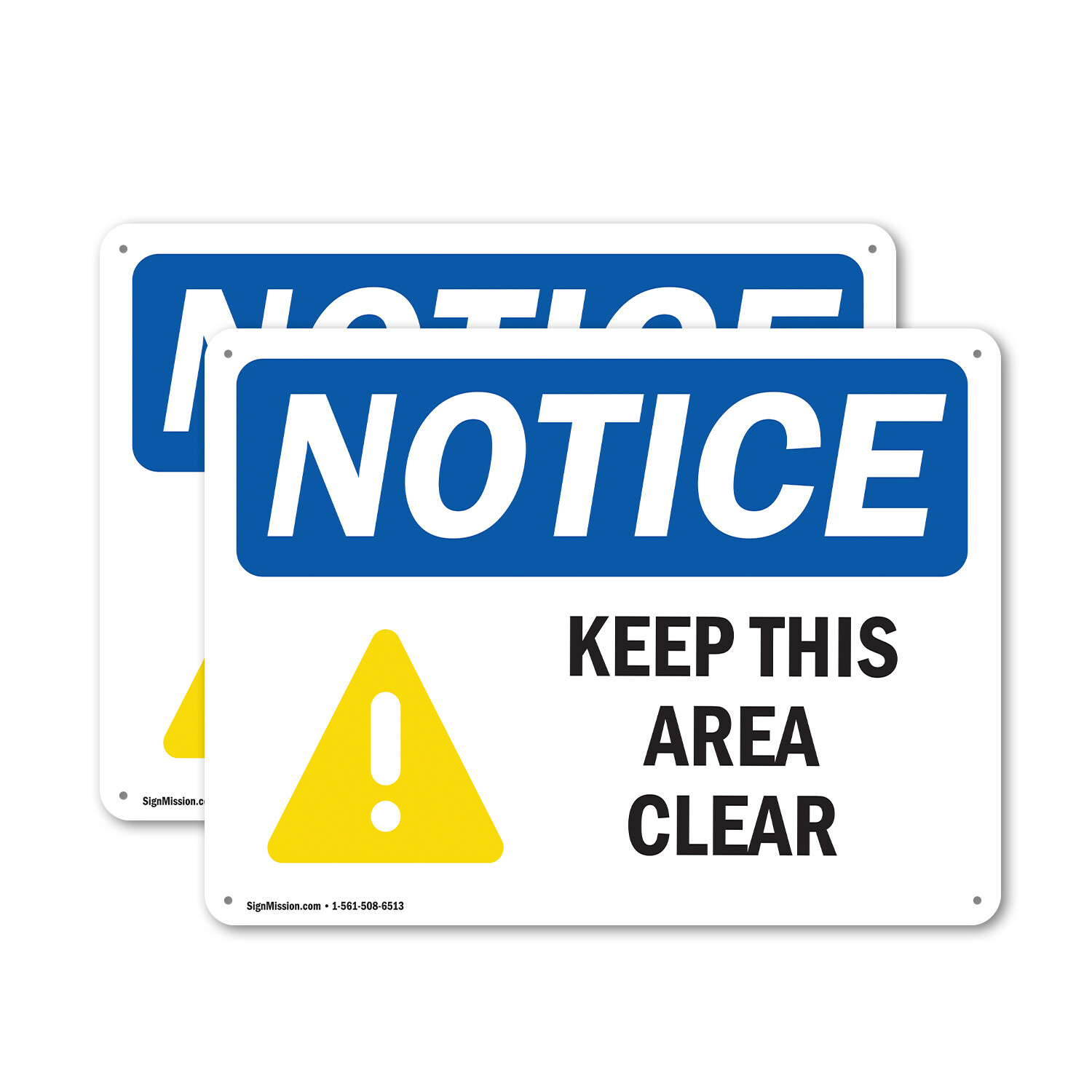 (2 Pack) Keep This Area Clear OSHA Notice Sign Decal Metal Plastic