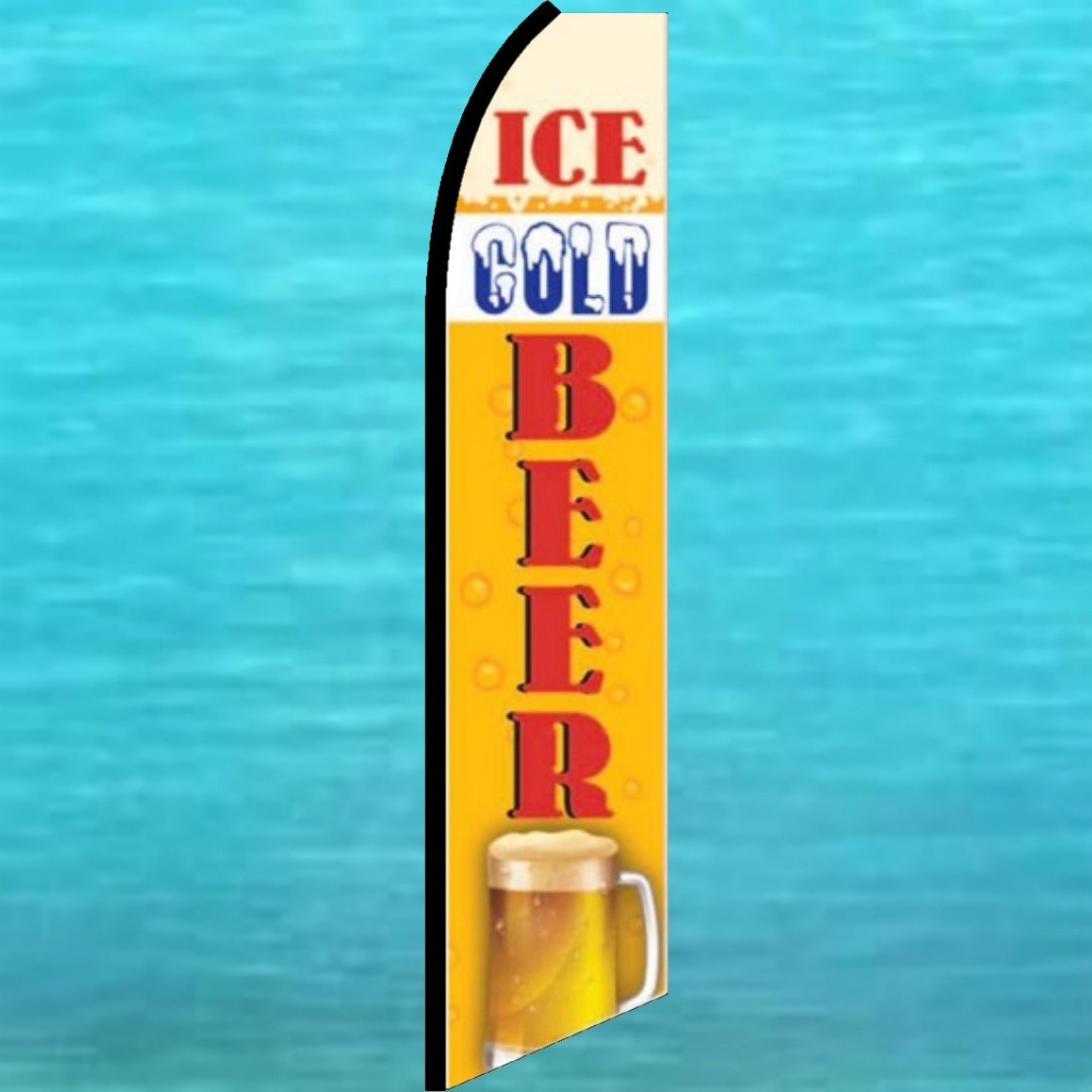 ICE COLD BEER FLUTTER FLAG Feather Swooper Tall Vertical Advertising Sign Banner