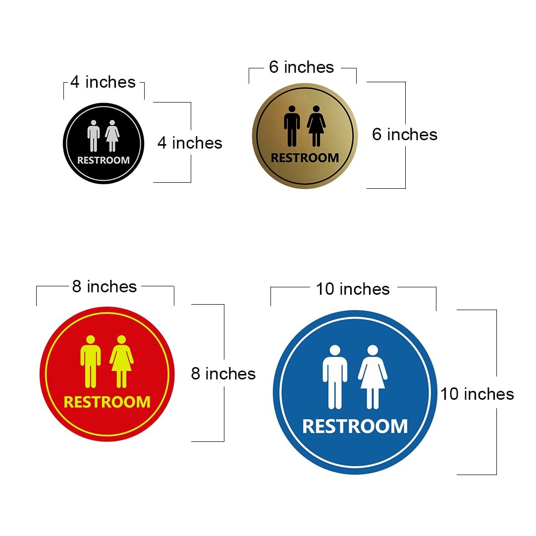 1 PC Circle Unisex Restroom Sign Black Medium Wall Door Adhesive Display Tape