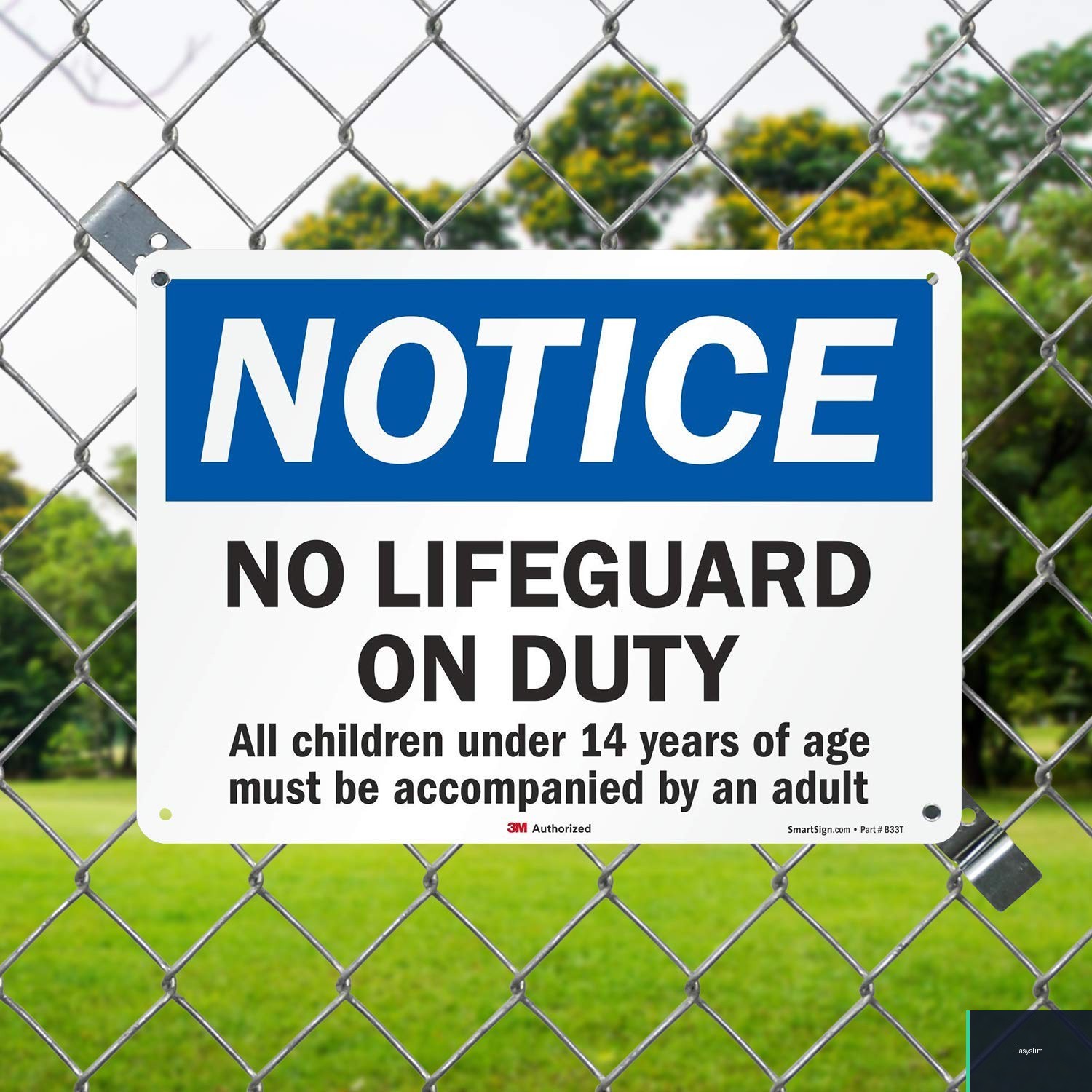 Pool Safety Sign 10 x 14 Inch Reflective Aluminum Adult Supervision Notice