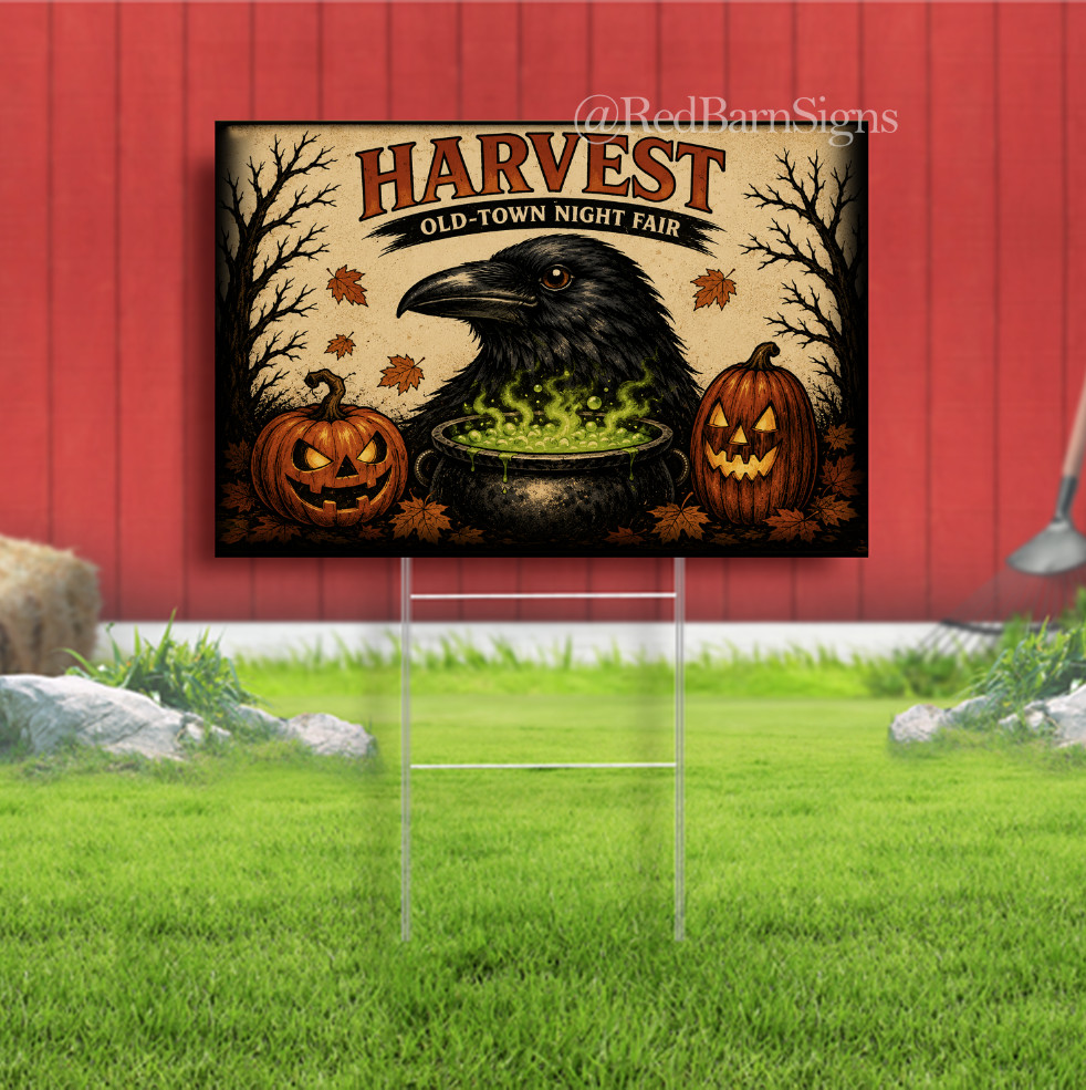 Autumn Harvest Halloween Pumpkin Indoor Outdoor Yard Sign with metal stakes