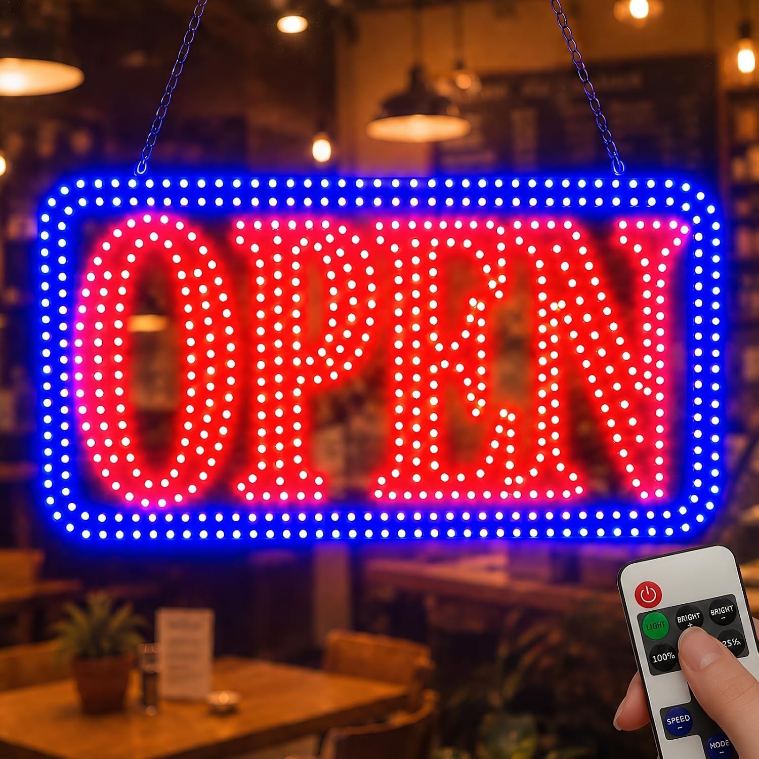 LED Open Signs for Business, High-Brightness Open Sign with Remote Control, 16.5