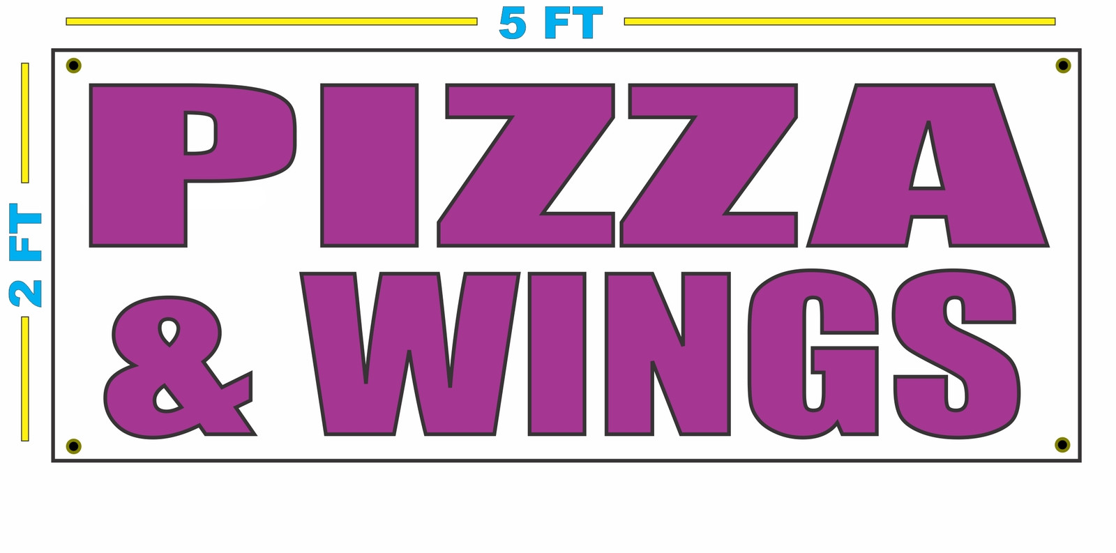 PIZZA & WINGS in PURPLE Banner Sign NEW Size