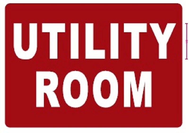 Utility Room Sign (7X10, RED, Aluminum) -REF24-1027