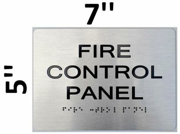 FIRE Control Panel Sign With Braille and Raised Letters (Aluminum, Size 5X7)