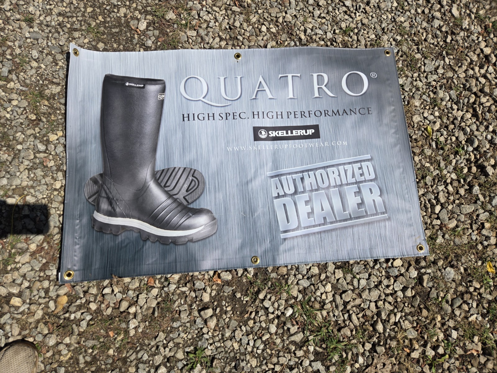 Quattro Skellerup dealer sign banner work boots advertising 23.5×35.5