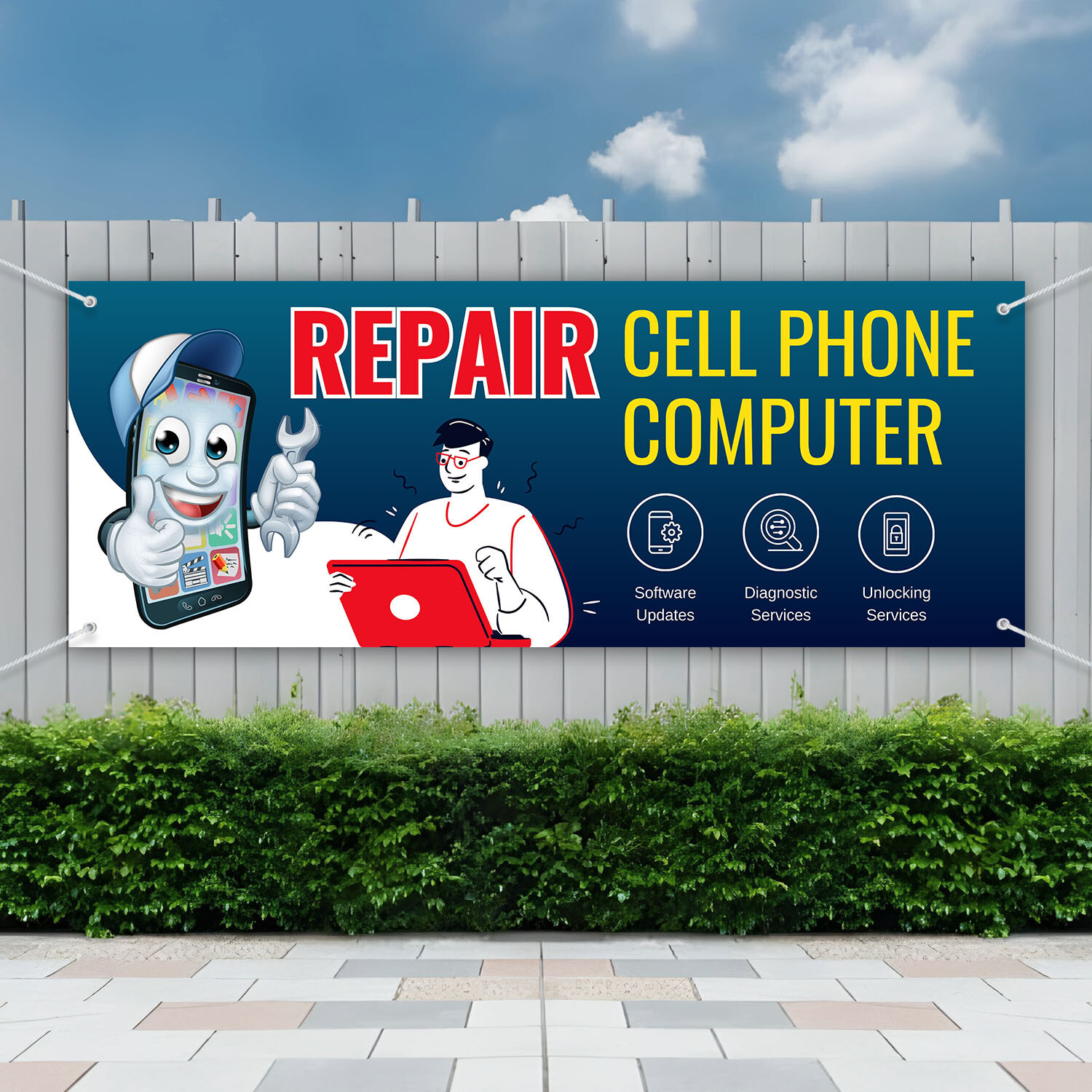 REPAIR CELL PHONE Ready Design Outdoor Banner 440gsm Thickness (Long Lasting)