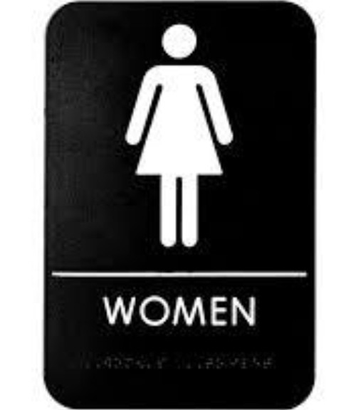 ALPINE ALPSGN-5 WOMEN’S BRAILLE RESTROOM SIGN BLACK & WHITE W/ ADHESIVE 6″ X 9″