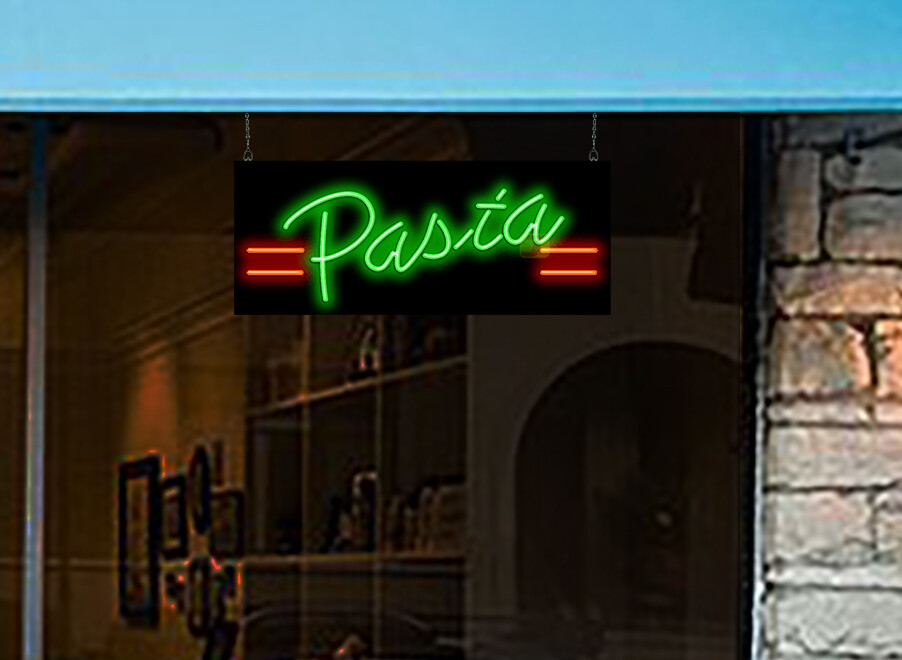 Pasta Neon Sign Jantec 32″ x 13″ Italian Gnocchi Linguini Fettuccini