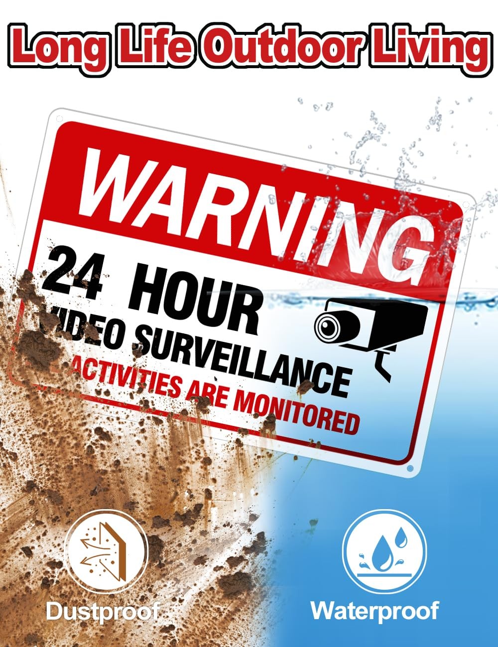Video Surveillance Sign, 4-Pack 12″x 8″ Security Camera Signs, Reflective and…
