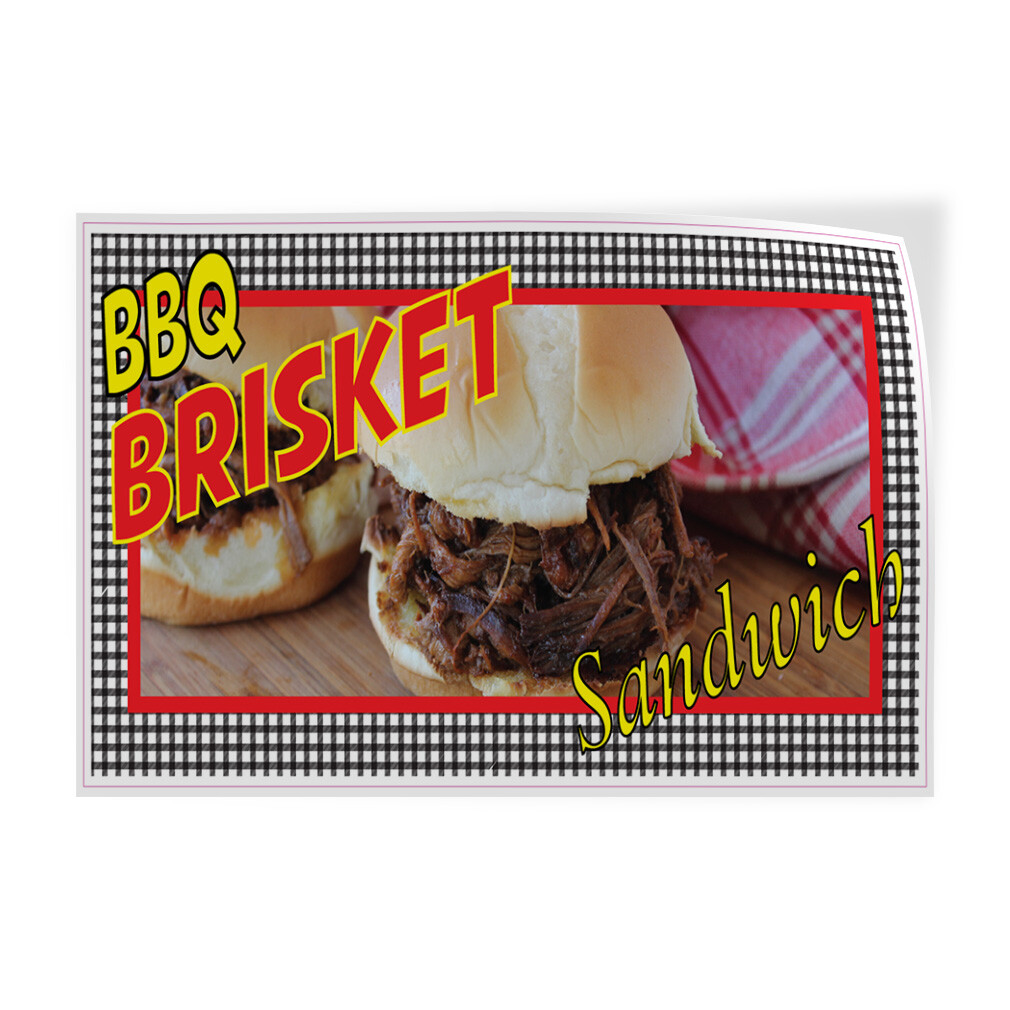 Decal Stickers Bbq Brisket Sandwich Restaurant Cafe Bar Vinyl Store Sign Label