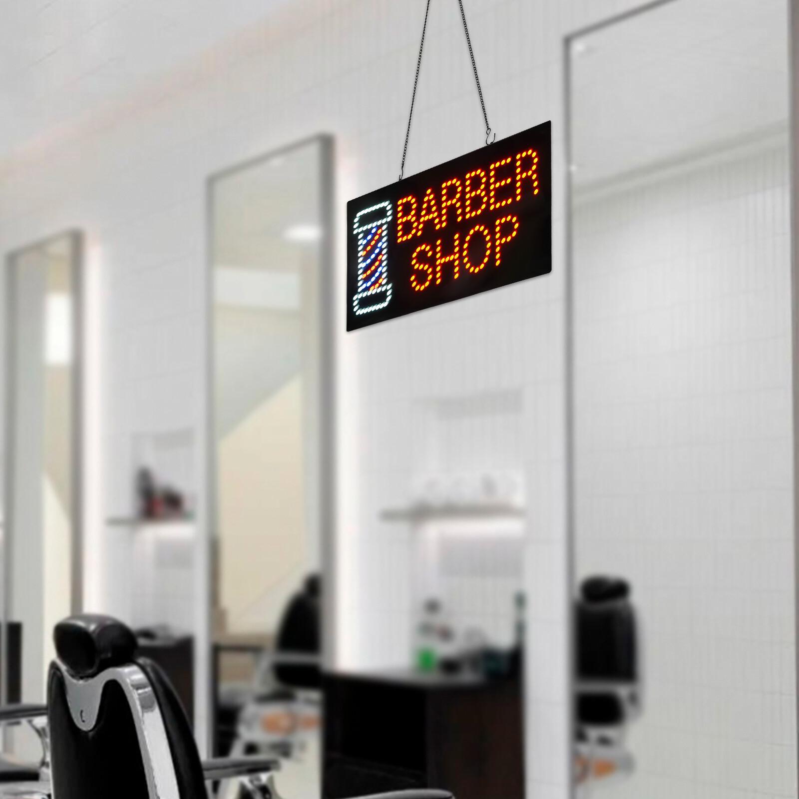 Hanging Up Mount Barber Shop Sign Portable LED Light Sign Modern Business Sign