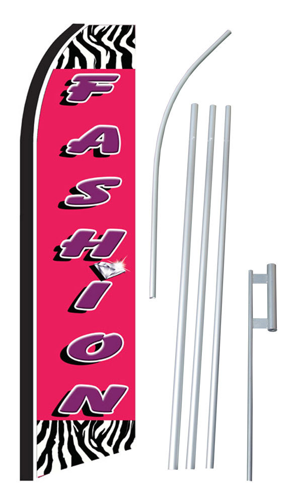 Fashion Zebra Print Extra Wide Swooper Flag Bundle